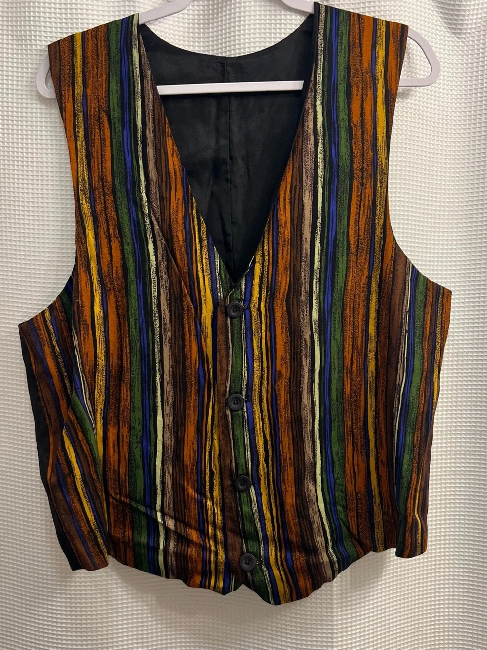 Vintage 80s/90s Multicolor Striped Rayon vest